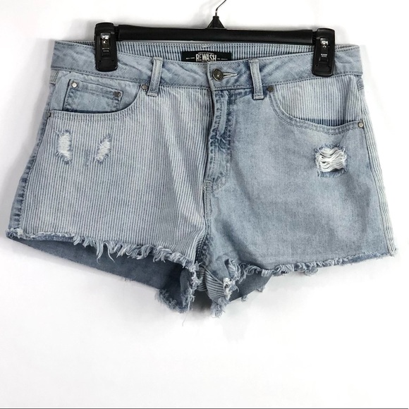 Rewash Hirise Striped Denim Shorts Size 